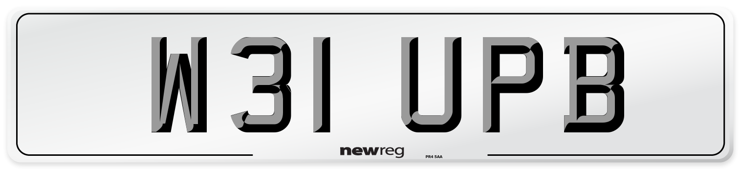W31 UPB Number Plate from New Reg